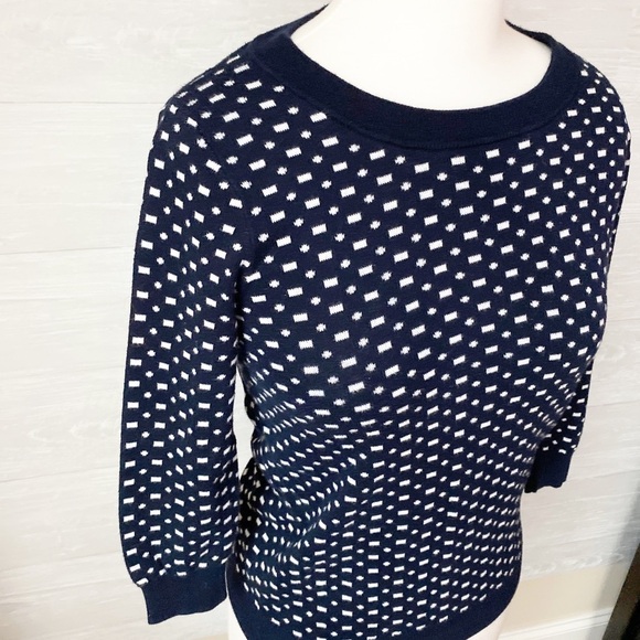 WOMEN'S J.Crew Navy White Sweater - Picture 2 of 5